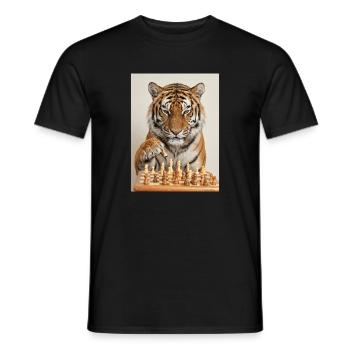 Le tigre jouant aux échecs - T-shirt homme - noir - Devant - AI Model Male 178 light (178cm)