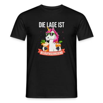 Einhorn Die Lage ist besäufniserregend - Männer T-Shirt - Schwarz - Vorne - AI Model Male 178 light (178cm)