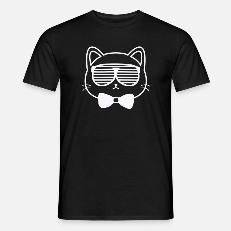 Sonnenkatze mit Fliege - Männer T-Shirt - Schwarz