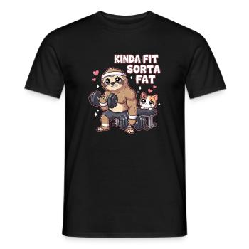 Plutôt en forme, un peu gros paresseux en haltérophilie - T-shirt homme - noir - Devant - AI Model Male 178 light (178cm)
