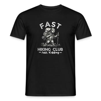 Fast Hiking Club Just Kidding Funny Sloth Hiker  - Men's T-Shirt - black - Front - AI Model Male 178 light (178cm)