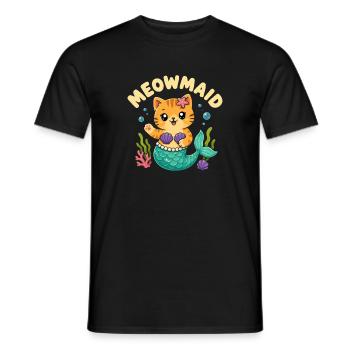  Meowmaid Niedliche Katze Meerjungfrau Wortspiel - Männer T-Shirt - Schwarz - Vorne - AI Model Male 178 light (178cm)