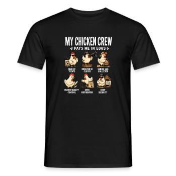 Mon équipe de poulets me paie avec des œufs. - T-shirt homme - noir - Devant - AI Model Male 178 light (178cm)