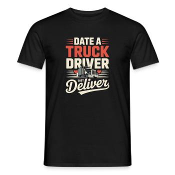Date Truck Driver Wife Trucker Saying - Men's T-Shirt - black - Front - AI Model Male 178 light (178cm)