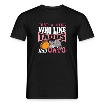 Taco Cat Domestic Cat Kitty Cat Owner - Men's T-Shirt - black - Front - AI Model Male 178 light (178cm)