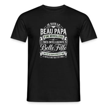Cadeau Beau Papa Belle Fille Humour - T-shirt homme - noir - Devant - AI Model Male 178 light (178cm)