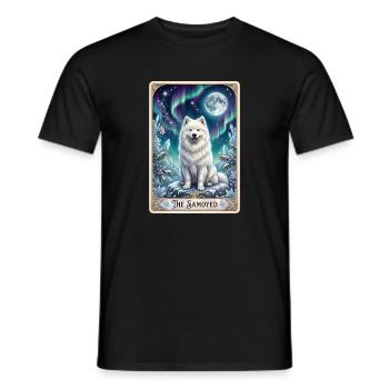 Samoyeds under the Northern Lights - Men's T-Shirt - black - Front - AI Model Male 178 light (178cm)