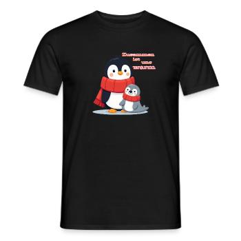 Zusammen ist uns warm Pinguin und Robbe Winter - Männer T-Shirt - Schwarz - Vorne - AI Model Male 178 light (178cm)