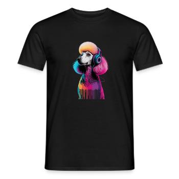 Caniche avec un casque - T-shirt homme - noir - Devant - AI Model Male 178 light (178cm)