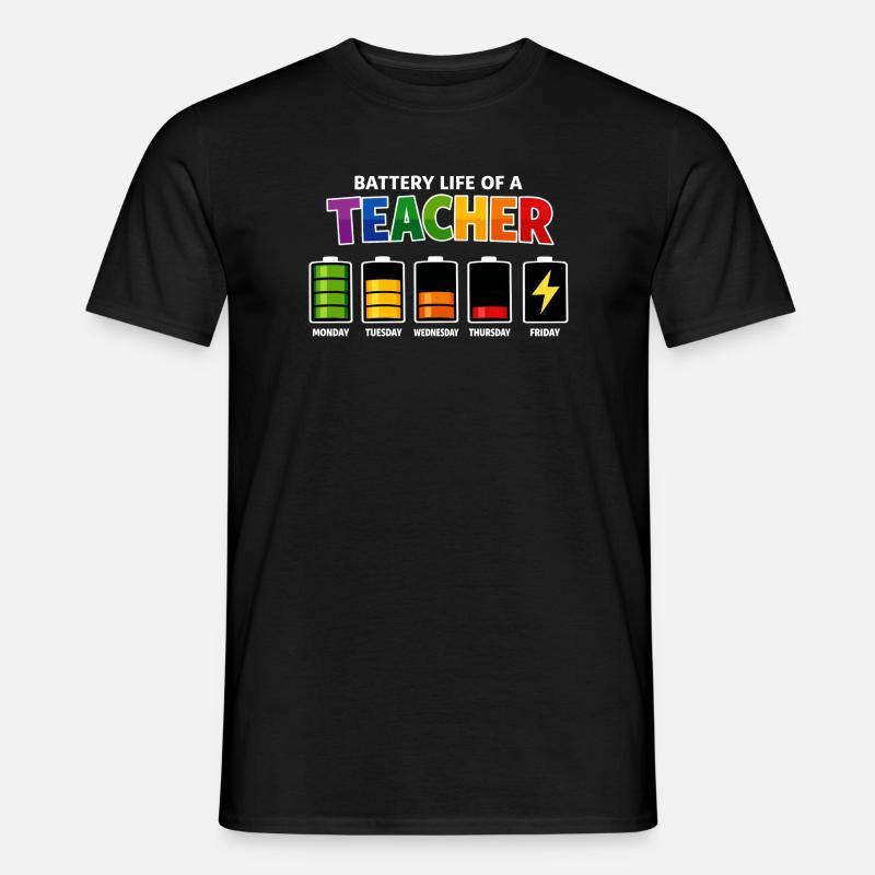 Akkulaufzeit eines Lehrers - Männer T-Shirt - Schwarz