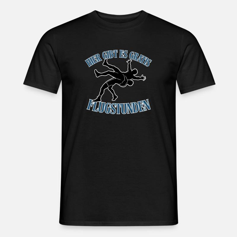 Kostenlose Flugstunden – Kampf-Silhouette - Männer T-Shirt - Schwarz