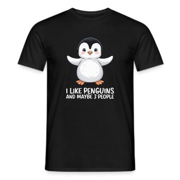 Penguin Humor Saying I Like Penguins - Men's T-Shirt - black - Front - AI Model Male 178 light (178cm)
