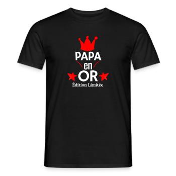PAPA en OR Édition Limitée - T-shirt homme - noir - Devant - AI Model Male 178 light (178cm)