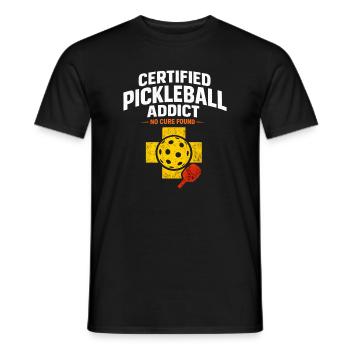 Pickleball Addict Badge - Men's T-Shirt - black - Front - AI Model Male 178 light (178cm)