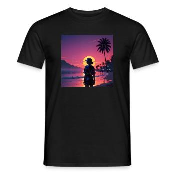 Sunset on the beach - Men's T-Shirt - black - Front - AI Model Male 178 light (178cm)