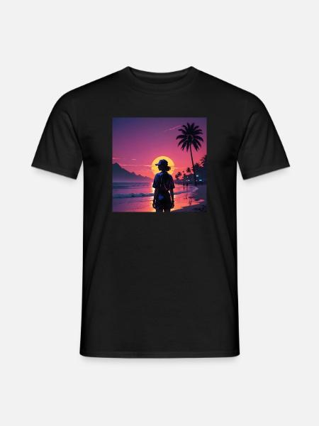 Sunset on the beach - Men's T-Shirt - black