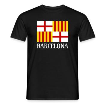 Flag Red White Yellow Barcelona Patriotic Banner - Men's T-Shirt - black - Front - AI Model Male 178 light (178cm)
