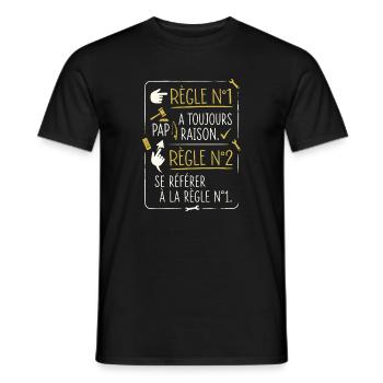 Règle N°1 Papa A Toujours Raison Humour - T-shirt homme - noir - Devant - AI Model Male 178 light (178cm)