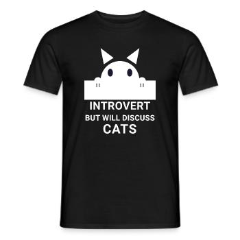 Introvertierte Katze: Leise Gespräche über Katzen - Männer T-Shirt - Schwarz - Vorne - AI Model Male 178 light (178cm)
