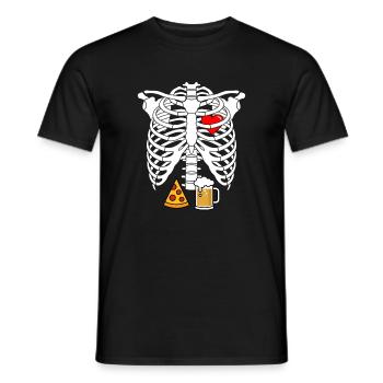 Dad Skeleton Halloween Beer Pizza Funny Pregnancy  - Men's T-Shirt - black - Front - AI Model Male 178 light (178cm)
