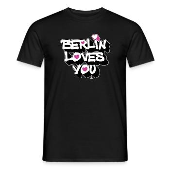Cœur de Berlin t’aime 3D - T-shirt homme - noir - Devant - AI Model Male 178 light (178cm)