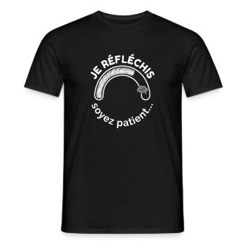 Je Réfléchis Soyez Patient Chargement Engrenages - T-shirt homme - noir - Devant - AI Model Male 178 light (178cm)