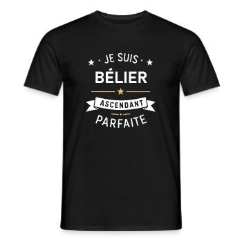 Bélier Ascendant Parfaite - T-shirt homme - noir - Devant - AI Model Male 178 light (178cm)