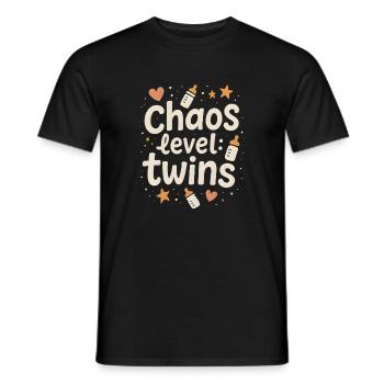 Chaoslevel Zwillinge | Eltern Baby Humor - Männer T-Shirt - Schwarz - Vorne - AI Model Male 178 light (178cm)