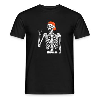 Skeleton Rocking an Orange Cap - Men's T-Shirt - black - Front - AI Model Male 178 light (178cm)