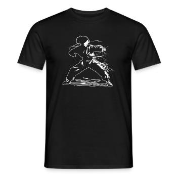 Karateka Girl Drawing - Men's T-Shirt - black - Front - AI Model Male 178 light (178cm)