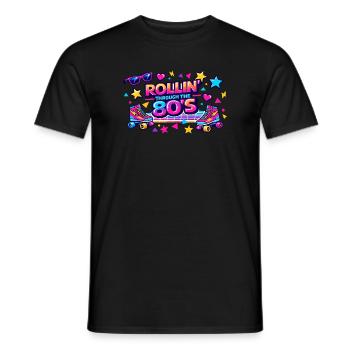 Rollin Through the 80s Retro - Männer T-Shirt - Schwarz - Vorne - AI Model Male 178 light (178cm)