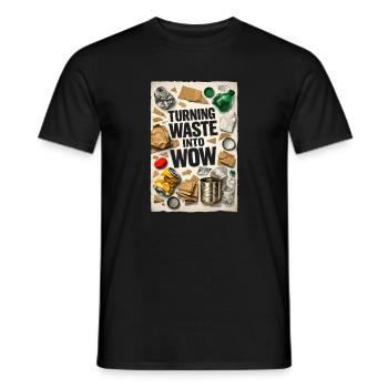 Le gaspillage devient wow | Recyclage du recyclage - T-shirt homme - noir - Devant - AI Model Male 178 light (178cm)