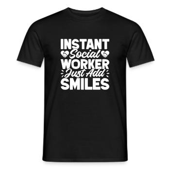 Social Worker Quota Just Add Smiles Social Work - Men's T-Shirt - black - Front - AI Model Male 178 light (178cm)