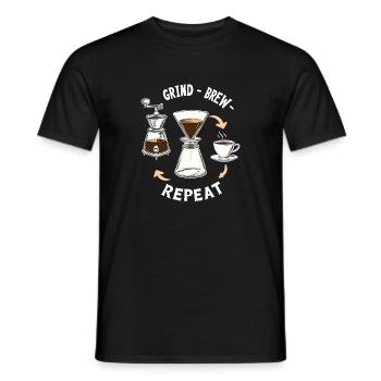 Grind Brew Repeat Espresso Ritual - Men's T-Shirt - black - Front - AI Model Male 178 light (178cm)