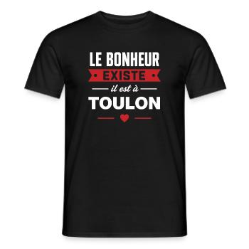 Bonheur existe à Toulon - T-shirt homme - noir - Devant - AI Model Male 178 light (178cm)