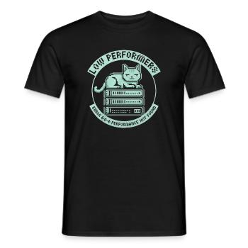 Low Performers Katze Server Pixel Art - Männer T-Shirt - Schwarz - Vorne - AI Model Male 178 light (178cm)