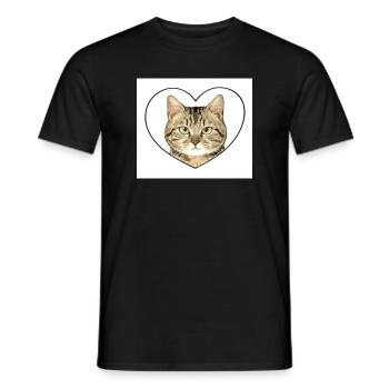 Katzenherz: Katzenporträt - Männer T-Shirt - Schwarz - Vorne - AI Model Male 178 light (178cm)