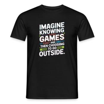 Imagine Video Games Exist PC Gamer Gaming Zocker - Men's T-Shirt - black - Front - AI Model Male 178 light (178cm)