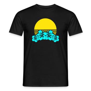 Sun Hibiscus Neon Tropics - Men's T-Shirt - black - Front - AI Model Male 178 light (178cm)
