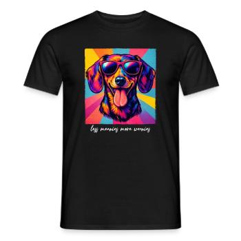 Pop art drôle teckel moins méchants Plus de verres - T-shirt homme - noir - Devant - AI Model Male 178 light (178cm)