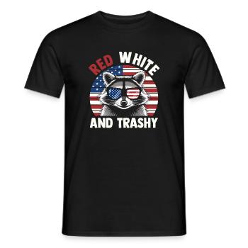 Patriotic Raccoon American Flag Trash Panda - Men's T-Shirt - black - Front - AI Model Male 178 light (178cm)