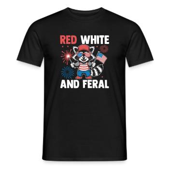Patriotic Raccoon American Flag Trash Panda - Men's T-Shirt - black - Front - AI Model Male 178 light (178cm)