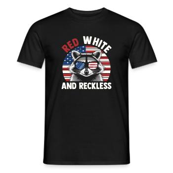 Patriotic Raccoon American Flag Trash Panda - Men's T-Shirt - black - Front - AI Model Male 178 light (178cm)