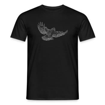 Common buzzard, bird of prey drawn (stylized) - Men's T-Shirt - black - Front - AI Model Male 178 light (178cm)