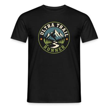 Ultra Trail Runner Scenic Mountain Abzeichen - Männer T-Shirt - Schwarz - Vorne - AI Model Male 178 light (178cm)