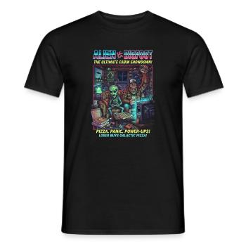 Alien vs Bigfoot – Kabinenshowdown Gaming - Männer T-Shirt - Schwarz - Vorne - AI Model Male 178 light (178cm)
