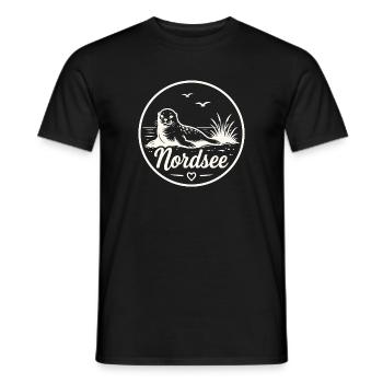 North Sea Seal Seal Beach Coastal Love - Men's T-Shirt - black - Front - AI Model Male 178 light (178cm)