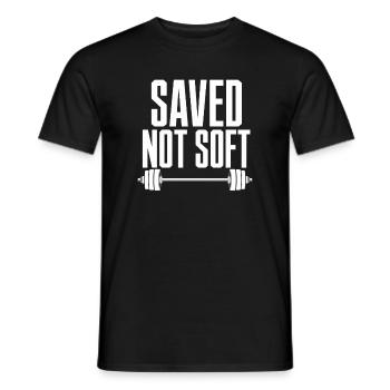 Saved Not Soft Christian Faith Gym Fitness - Men's T-Shirt - black - Front - AI Model Male 178 light (178cm)
