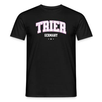 Trier Germany College Lettering Statement - Men's T-Shirt - black - Front - AI Model Male 178 light (178cm)