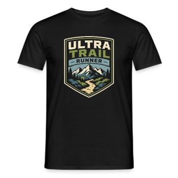 Coureur d’ultra-trail - T-shirt homme - noir - Devant - AI Model Male 178 light (178cm)
